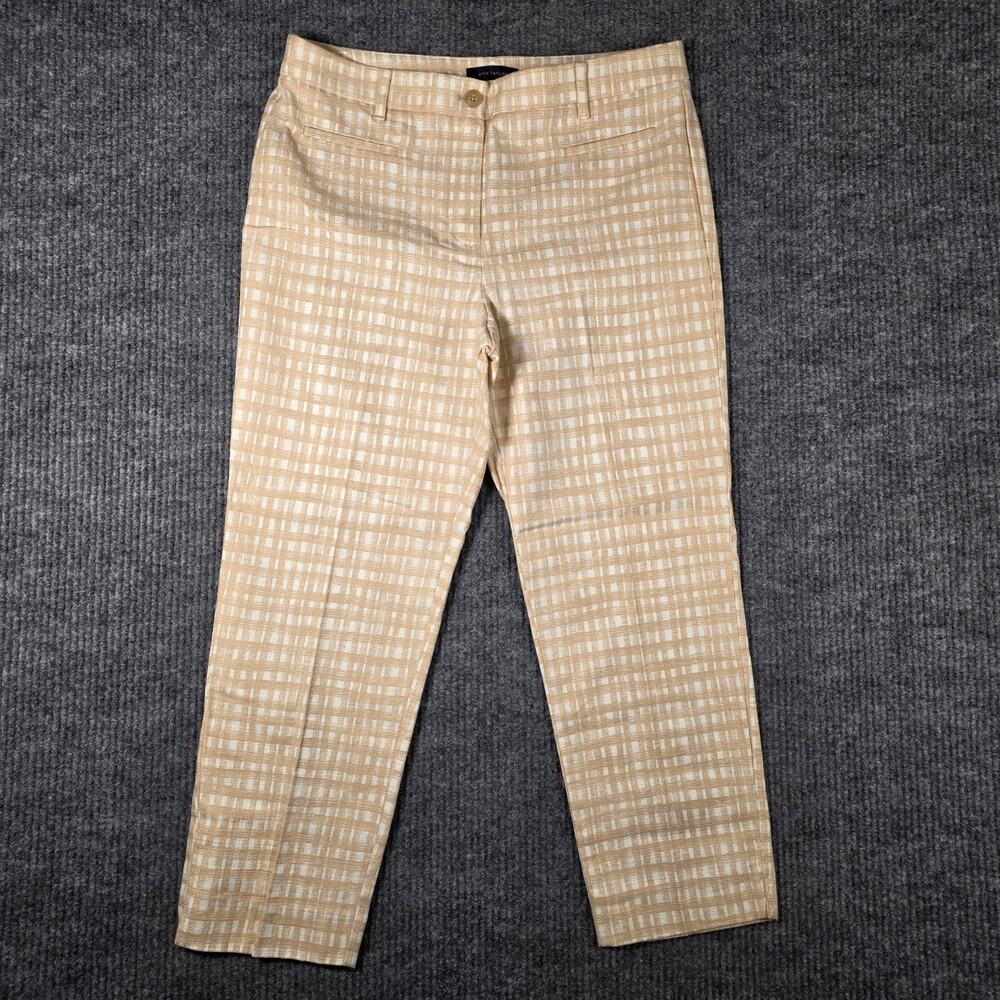 Ann Taylor Womens Size 10 NWT Beige Plaid Cropped Ankle Dress Pants